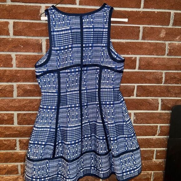 Anthropologie by Anthropologie Blue and White Structured Zip Front Mini Dress - Picture 12 of 16